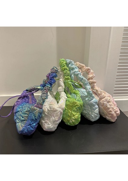 Pembe Kadın Yastıklı Omuz Çantası Moda Bulut Plise Çanta Ipli Kapitone Crossbody Çanta Günlük Arkadaş Çanta (Yurt Dışından) indirimleri