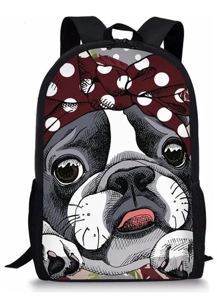 Z2536C Forudesigns Kız Sırt Çantası Sevimli 3D Köpek Boston Terrier Baskı Öğrencileri Çocuklar Okul Çantaları Çocuk Sırt Çantası Genç Kız Sırt Çantası (Yurt Dışından)