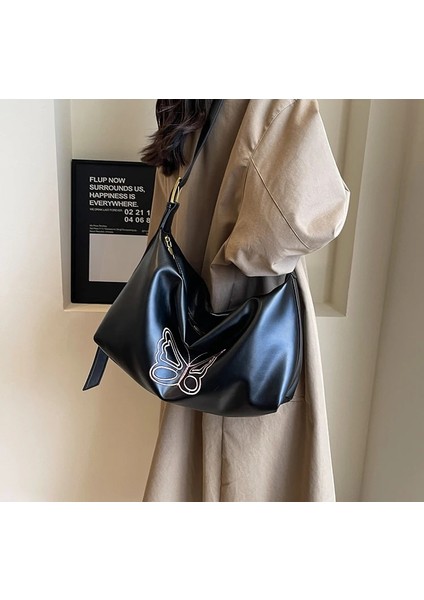 Kahve 48X28X12CM Kadınlar Için Ünlü Marka Tasarım Çanta 2023 Işlemeli Kelebek Omuz Çantası Retro Çanta Kadın Tote Çanta Alışveriş Çantası Kova Çanta (Yurt Dışından) fiyatları