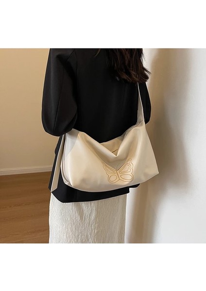 Kahve 48X28X12CM Kadınlar Için Ünlü Marka Tasarım Çanta 2023 Işlemeli Kelebek Omuz Çantası Retro Çanta Kadın Tote Çanta Alışveriş Çantası Kova Çanta (Yurt Dışından) indirimleri