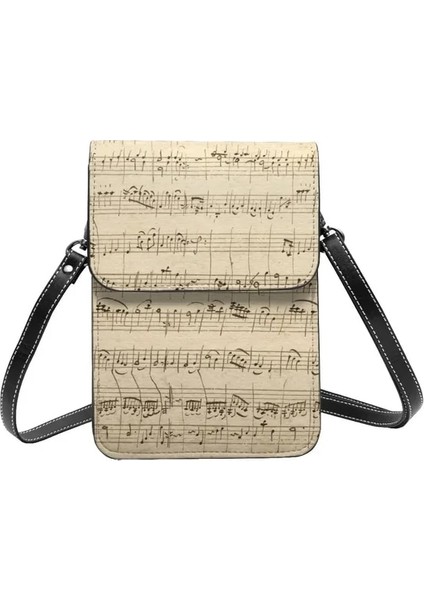 Stil 6 Bir Boyut Kalpler Müzik Notları Desen Omuz Çantası Siyah ve Beyaz Clef Yeniden Kullanılabilir Deri Seyahat Cep Telefonu Çantası Kadın Hediye Çanta (Yurt Dışından)