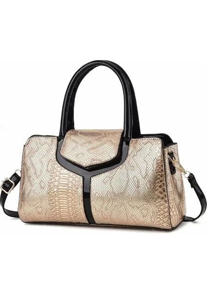 Gri Yılan Derisi Desenli Lüks Boston Çanta Taşınabilir Yeni Yüksek Kaliteli Tek Omuz Pu Crossbody Işe Gidiş Satchel Deri Çanta 가방 (Yurt Dışından)