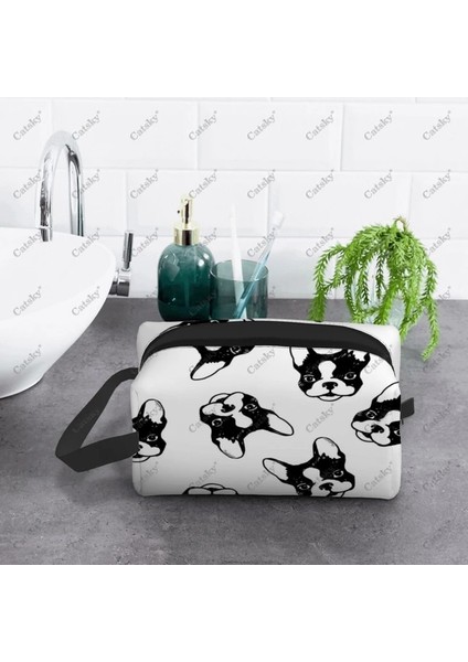 ZHT20231111111218 Karikatür Boston Terrier Köpek Kozmetik Çantası Bayanlar Moda Büyük Kapasiteli Kozmetik Kutusu Güzellik Depolama Yıkama Kozmetik Çantası (Yurt Dışından)