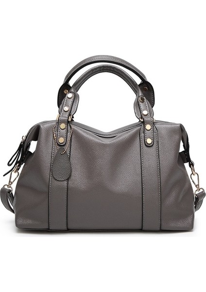 Gri Boston Çanta Kadınlar Için 2023 Moda Bayan El Çantaları Kırmızı Mavi Siyah Gri Crossbody Omuz Çantası Kadın Bolso Mujer Kesesi Femme (Yurt Dışından)