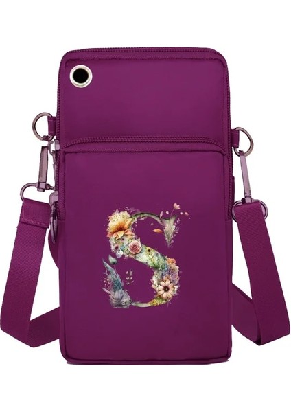 7floral Mektup S Kanvas Crossbody Çanta Cep Telefonu Çantası Taşınabilir Kadın Çanta Cep Telefonu Çanta Çiçek Serisi Omuz Çantası 2024 Yeni Moda (Yurt Dışından)