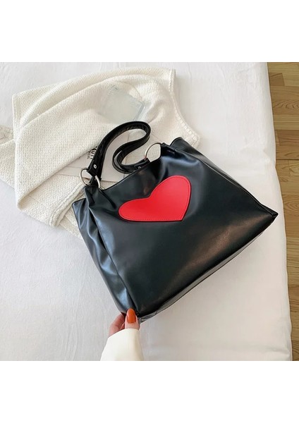 Beyaz Aşk Kalp Omuz Çantası Beyaz Mor Renk Kadın Büyük Kapasiteli Bayanlar Shopper Tote Bayanlar Boston Dekorasyon Tasarımcı Çantası (Yurt Dışından) indirimleri