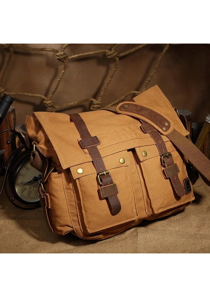 Siyah 35X10X30CM 2023 Moda Vintage Erkek ve Kadın Messenger Çanta Pamuk Kanvas Deri Crossbody Çanta Erkek Omuz Çantası Rahat Sling Çanta (Yurt Dışından) modelleri