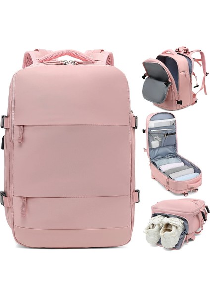 Orman Yeşili Kadın Dizüstü Sırt Çantası 16.5 Inç Genç Kız USB Şarj Okul Sırt Çantası Bağımsız Ayakkabı Çantası Seyahat Sırt Çantası Açık Sırt Çantası (Yurt Dışından) modelleri