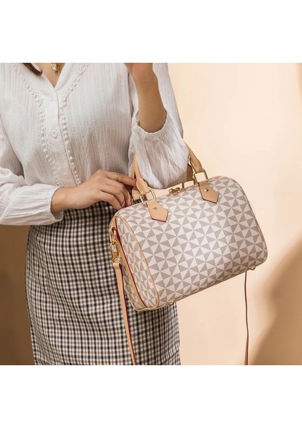 Kahve 25X16X19 cm Lüks Marka Çanta Boston Casual Tote Bayan Omuz Çantaları Kadınlar Için Yumuşak Pvc Deri Crossbody Messenger Çanta Çanta (Yurt Dışından)