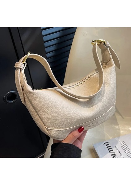 Bej 24X13X8CM 2023 Yeni Tasarımcı Çanta Moda Tüm Maç Omuz Çantası Rahat Büyük Kapasiteli Çanta Kadın Basit Koltukaltı Boston Çanta Dropshiping (Yurt Dışından) indirimleri