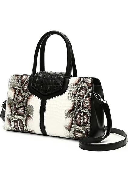 Fotoğraf Rengi 30X12X18CM Moda Yılan Desenli Kadın Çanta Yüksek Kapasiteli Vintage Kadın Omuz Crossbody Çanta Boston Leopar Desenli Kadın Çantası (Yurt Dışından)