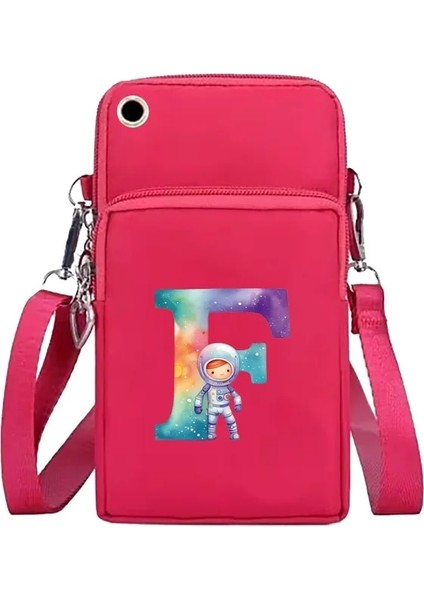 7ASTRONOT F Harfi Yeni Kadın Eğimli Cep Telefonu Çantası Küçük Crossbody Çanta Kadın Çanta Kanvas Cep Telefonu Çanta Astronot Serisi 2024 Moda (Yurt Dışından)