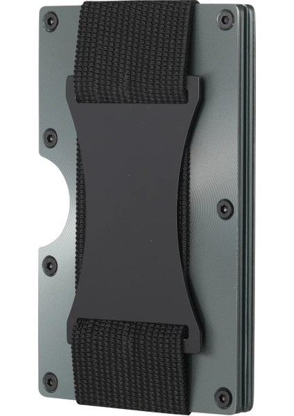 C-Gri Cüzdan Erkekler Için Portafoglio Uomo Çanta Billetera Hombre Kart Sahibinin Alüminyum Anti Hırsızlık Rfid Iş Tasarımcısı Lüks Tarjetero (Yurt Dışından)