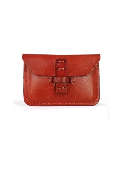 Kırmızı Kartvizit Kutusu Hakiki Deri El Yapımı Vintage Küçük Kimlik/isim Kredi Kartı Cüzdan Retro Mini Bozuk Para Çantaları Çile Kese Çanta (Yurt Dışından)