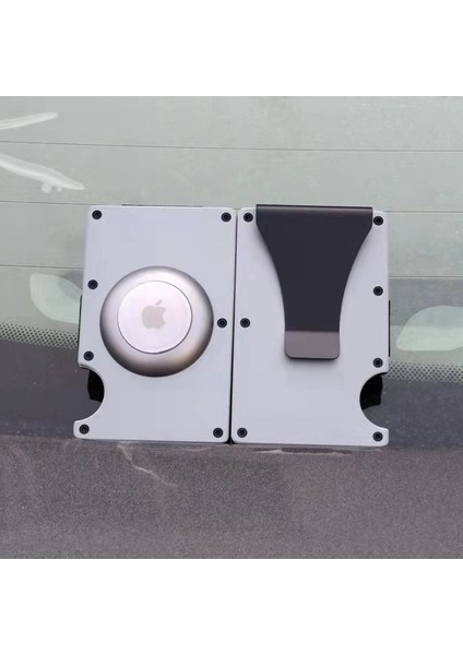 A-Kayış Gri Hava Etiketi Para Klip Ince Kart Sahibinin Erkekler Ince Cüzdan Alüminyum Alaşımlı Kasa Erkek Tracker Hava Etiketi ile Lüks Tasarımcı Rfid Tarjetero (Yurt Dışından)