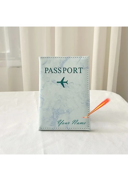 Mavi Özelleştirme Adı Pasaport Tutucu Seyahat Cüzdanı Mermer Desenli Pasaport Kılıfı Kişisel Isimler ile Pasaport Kapağı (Yurt Dışından)