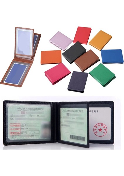 Sarı Ultra-Ince Sürücü Lisansı Tutucu Deri Kapak Araba Sürüş Belgeleri Iş Kimliği Geçiş Sertifikası Klasörü Unisex Cüzdan Kılıf (Yurt Dışından) modelleri