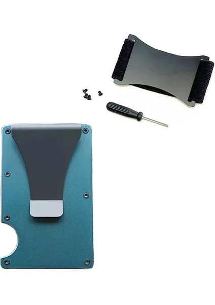 Yeşil Set Cüzdan Seti Para Klipsi Ince Kart Tutucu Nakit Askı Bandı ile Erkekler Için Akıllı Rfid Alüminyum Kasa Minimalist Çok Fonksiyonlu Lüks (Yurt Dışından)