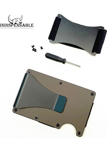 Yeşil Set Cüzdan Seti Para Klipsi Ince Kart Tutucu Nakit Askı Bandı ile Erkekler Için Akıllı Rfid Alüminyum Kasa Minimalist Çok Fonksiyonlu Lüks (Yurt Dışından)