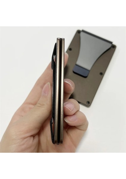 Yeşil Set Cüzdan Seti Para Klipsi Ince Kart Tutucu Nakit Askı Bandı ile Erkekler Için Akıllı Rfid Alüminyum Kasa Minimalist Çok Fonksiyonlu Lüks (Yurt Dışından)