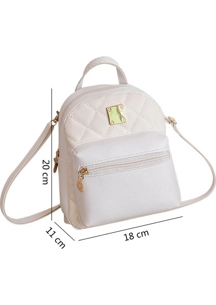 Bej 16X6X19 cm 2023 Kadın Mini Sırt Çantası Lüks Sırt Çantası Küçük Çantalar Kızlar Düz Renk Sırt Çantası Açık Eğlence Pu Deri Kawaii Çanta (Yurt Dışından) modelleri