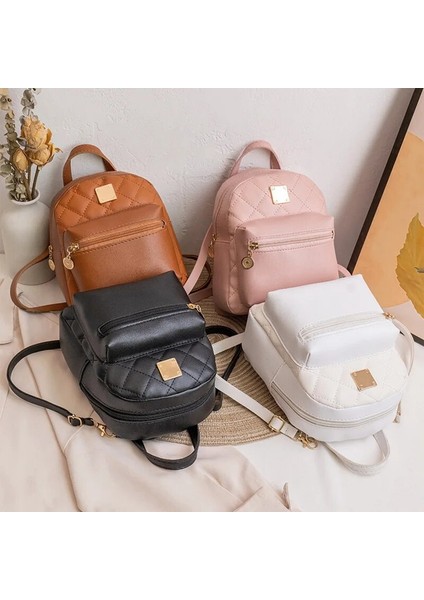 Bej 16X6X19 cm 2023 Kadın Mini Sırt Çantası Lüks Sırt Çantası Küçük Çantalar Kızlar Düz Renk Sırt Çantası Açık Eğlence Pu Deri Kawaii Çanta (Yurt Dışından) indirimleri