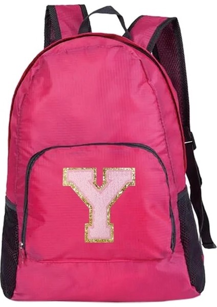 A 1566(Y) Yeni Erkek ve Kadın Çok Yönlü Büyük Kapasiteli Taşınabilir Pembe Mektup Işlemeli Logo Açık Hava Yürüyüş ve Işe Gidiş Sırt Çantası (Yurt Dışından)