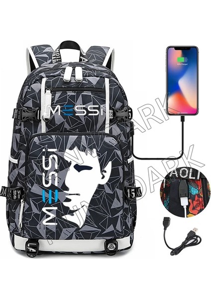 Bordo Messi Seyahat Sırt Çantası Çok Fonksiyonlu USB Sırt Çantaları Kamuflaj Açık Dizüstü Okul Çantaları Erkek Kadın Sırt Paketleri Büyük Mochilas (Yurt Dışından)