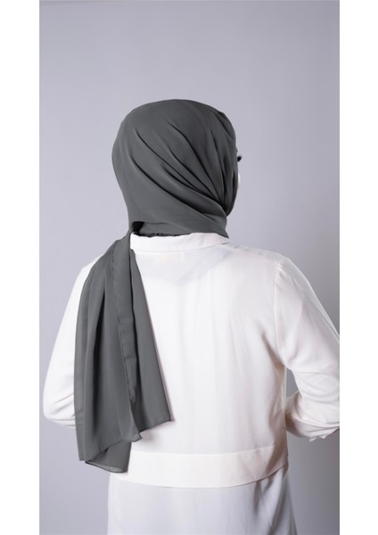 Antrasit Pratik Hazır Geçmeli Şal Şifon Kumaş Bone 3009_25