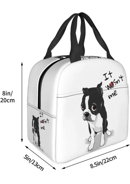Stil 1 22X20X13 cm Boston Terrier Ben Değildim Okul Ofis Için Yalıtımlı Öğle Yemeği Çantası Köpek Desen Su Geçirmez Soğutucu Termal Öğle Yemeği Kutusu Kadın Çocuklar (Yurt Dışından)