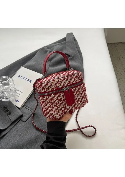 Kırmızı 16X14X9CM Kadınlar Için Ünlü Marka Tasarım Çanta 2023 Lüks Bolso Çoğaltma Moda Retro Çanta Kadın Tote Çanta Alışveriş Çantası Kutusu Çanta (Yurt Dışından)