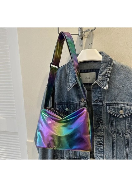 Renkli Kadın Rahat Paketi Büyük Kapasiteli Satchel Çanta Yumuşak Seyahat Çantası Renkli Ayarlanabilir Askı Basit Kadın Kız Çantası (Yurt Dışından)