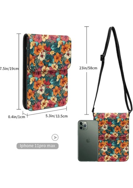 Stil 2 Bir Boyut Tropikal Hibiscus Omuz Çantası Çiçek Baskı Açık Öğrenci Cep Telefonu Çantası Toplu Estetik Deri Çanta (Yurt Dışından)