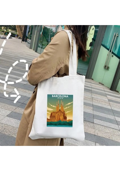 Dubrovnik 35X40CM Barselona Berlin Edinburgh Houston Floransa Türkiye Honolulu Bangkok Boston Hong Kong Kanvas Alışveriş Tote Çantaları Alışveriş Çantaları (Yurt Dışından)