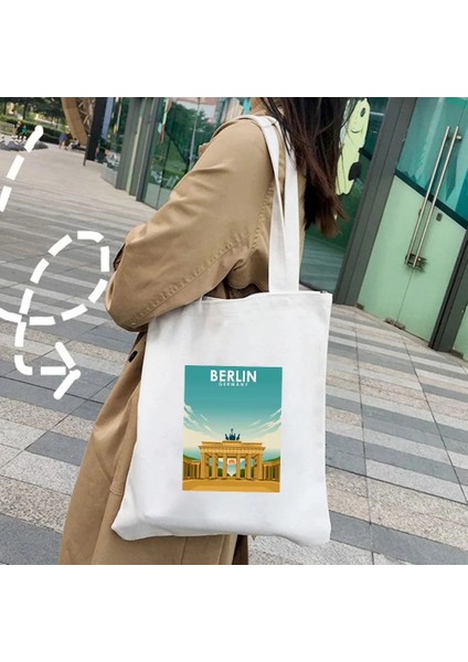 Dubrovnik 35X40CM Barselona Berlin Edinburgh Houston Floransa Türkiye Honolulu Bangkok Boston Hong Kong Kanvas Alışveriş Tote Çantaları Alışveriş Çantaları (Yurt Dışından)