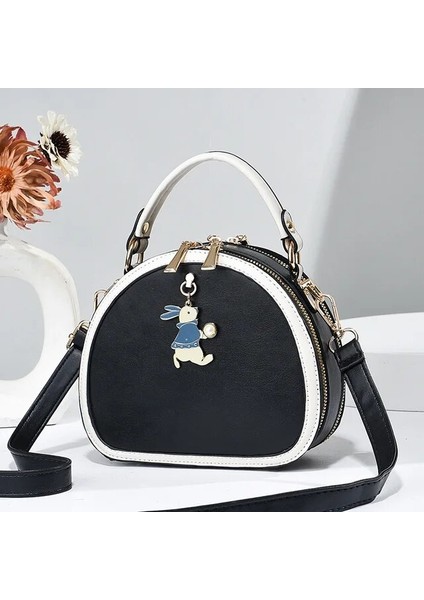 Fotoğraf Rengi 19X7X15CM Kadın Çantası Sevimli Tavşan Küçük Yuvarlak Çanta Taşınabilir Kadın Çanta Moda Çok Yönlü Crossbody Çanta Kadın Yaz Omuz Çantası (Yurt Dışından)