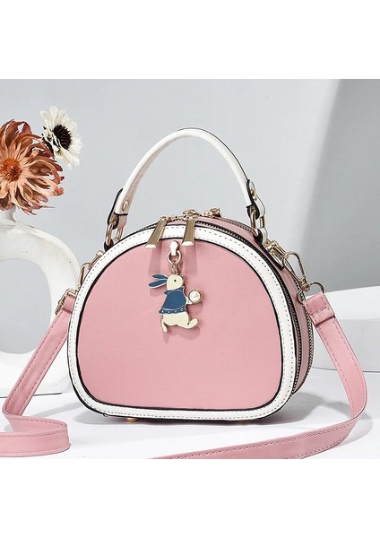Fotoğraf Rengi 19X7X15CM Kadın Çantası Sevimli Tavşan Küçük Yuvarlak Çanta Taşınabilir Kadın Çanta Moda Çok Yönlü Crossbody Çanta Kadın Yaz Omuz Çantası (Yurt Dışından) modelleri