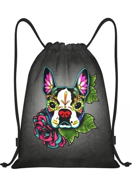 Stil 1 Gün Ölü Boston Terrier Ipli Sırt Çantaları Erkekler Hafif Şeker Kafatası Köpek Spor Salonu Spor Sackpack Çuval Seyahat Için (Yurt Dışından)