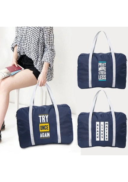 5PHRASE039 Boston Çanta Seyahat Çantası Unisex Katlanabilir Çanta Organizatörler Büyük Kapasiteli Taşınabilir Cümle Baskılı Bagaj Çantaları Seyahat Aksesuarları (Yurt Dışından) fiyatları