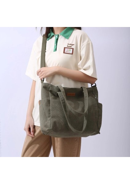 Beyaz Kadın Çantası Alışveriş Basit Moda Fermuarlı Çanta Tuval Katı Crossbody Omuz Çantaları Kadınlar Için Büyük Kapasiteli Tote (Yurt Dışından) fırsatları