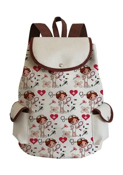 SJ1238 Stetoskop Hemşire Ipli Sırt Çantası Büyük Kapasiteli Keten Sırt Çantası Taşınabilir Okul Çantası Tiki Kitap Çantası Eko Rahat Açık Hava Paketi (Yurt Dışından)