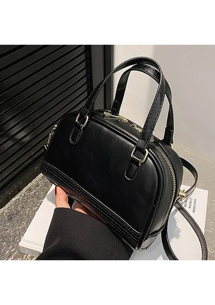 Siyah (14CM-19CM-8CM) Tasarımcı Marka Kadın Pembe Boston Çantaları Mavi Yeşil Çanta Yüksek Kaliteli Crossbody Çanta Parti Debriyaj Omuz Çantaları Balo Tote (Yurt Dışından)