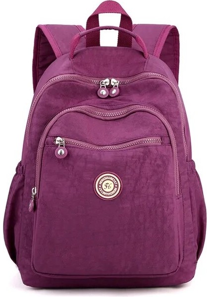 Mor Oxford Kumaş Sırt Çantası Doğa Sporları Çanta Kadın Çantası Yıkanmış Bez Öğrenci Moda Okul Çantası Su Geçirmez Büyük Kapasiteli Bez Çanta (Yurt Dışından)