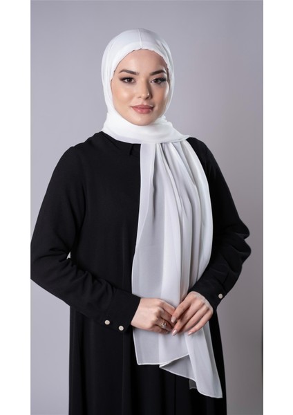 Krem Pratik Hazır Geçmeli Şal Şifon Kumaş Bone 3009_40