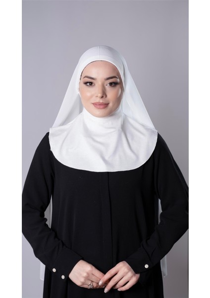Krem Pratik Hazır Geçmeli Şal Şifon Kumaş Bone 3009_40