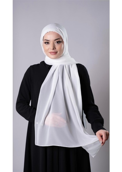 Krem Pratik Hazır Geçmeli Şal Şifon Kumaş Bone 3009_40