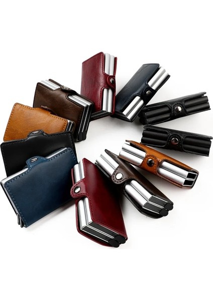 B-Kahve Çift Katmanlı Büyük Yüksek Kapasiteli 10 Karta Sığabilir Karbon Fiber Kart Tutucu Rfid Anti-Hırsızlık Engelleme Kimlik Kredisi Cüzdanı Çileli (Yurt Dışından)
