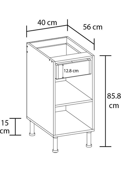 Alt Çkm+Kpk Modülü 40CM Mdf-Kapaksız