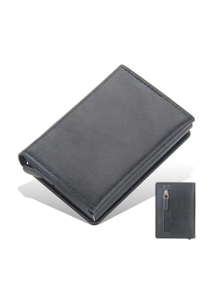 Siyah Erkekler Karbon Fiber Mini Çanta Manyetik Düğme Akıllı Cüzdan Fermuar Bozuk Para Cüzdanı Alüminyum Alaşımlı Ince Anti-Hırsızlık Cüzdan Erkekler Için (Yurt Dışından) fiyatları