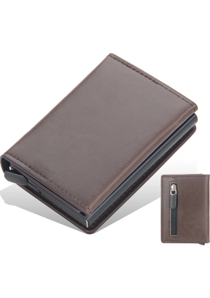 Siyah Erkekler Karbon Fiber Mini Çanta Manyetik Düğme Akıllı Cüzdan Fermuar Bozuk Para Cüzdanı Alüminyum Alaşımlı Ince Anti-Hırsızlık Cüzdan Erkekler Için (Yurt Dışından) fırsatları